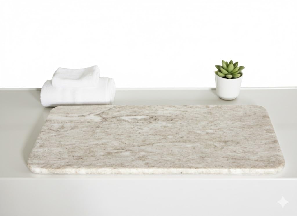 Marble Tray for Bathroom & Dining - Elegant White Serving Tray -5