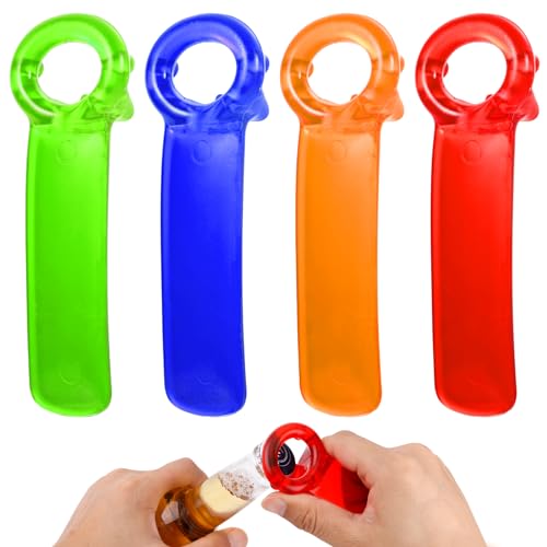 4pcs Jar Openers, Manual Can Lid Opener Bottle Beer Opener Tool Plastic Cap Gripper for Elderly Children Women Weak Hands (Orange, Red, Green, Blue)