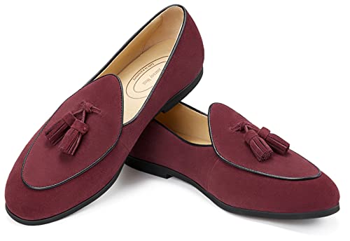 Image of Journey West Men's Suede Leather Belgian Loafers for Men Slip-on Casual Penny Casual Loafers