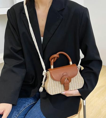 Stylish PU Satchel Women Handbag Knotted Top Handle Trendy Crossbody Shoulder Bag Small Square Flap Purse Versatile3