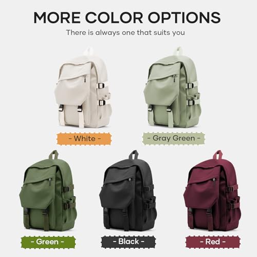Image of coowoz Lightweight School Bag Casual Daypack College Laptop Backpack for Men Women Water Resistant Travel Rucksack for Sports High School Middle Bookbag for girls(White)