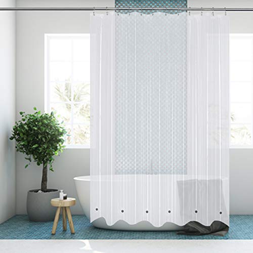Image of Mrs Awesome Extra Long Shower Curtain Liner with 6 Magnets 72 x 84 inch, Clear PEVA 8G Heavy Duty Thick Plastic Shower Curtain, Waterproof, 72x84