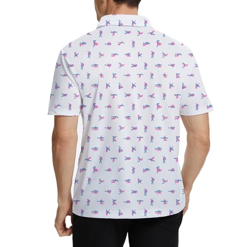 Funny Print Golf Shirts for Men Lightweight Dry-Fit Hawaiian Style Casual Polo with Stretch Fabric for Outdoor & Sports2
