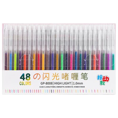 Stylo à encre gel coloré rétractable 1.0mm métallique scintillant pour scrapbooking