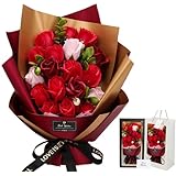 ソープフラワー花束 母の日プレゼント，誕生日プレゼント ソープフラワー バラ グラデーション ローズブーケ 薔薇造花 プレゼント女性人気ギフト 結婚記念日 父の日 敬老の日 彼女 感謝 お礼 インテリア バラ花束赤