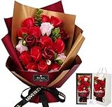 ソープフラワー花束 母の日プレゼント，誕生日プレゼント ソープフラワー バラ グラデーション ローズブーケ 薔薇造花 プレゼント女性人気ギフト 結婚記念日 父の日 敬老の日 彼女 感謝 お礼 インテリア バラ花束赤