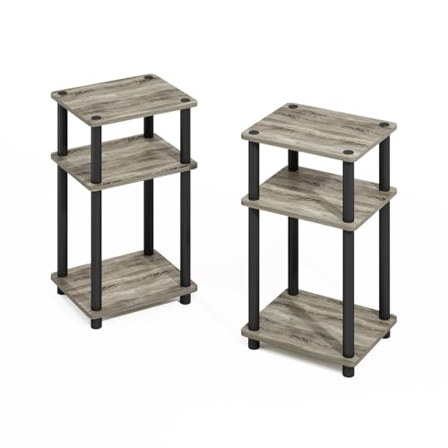 Image of Furinno Turn-N-Tube Storage Shelves, Stackable Standing Shelf, Open Corner Shelf, for Organization and Storage, Living Room, Garage, Home Office, French Oak