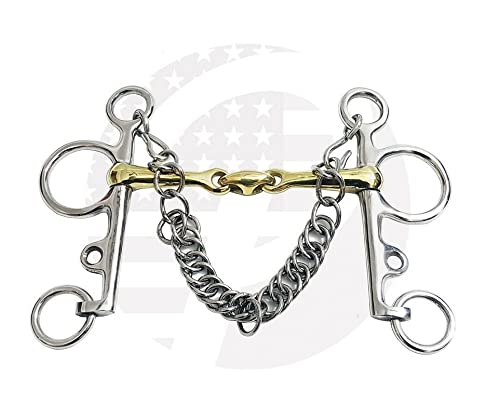 RIDING GEARS Pelham Horse Bit Double Jointed with German Silver and Stainless Steel (5.50 INCH)