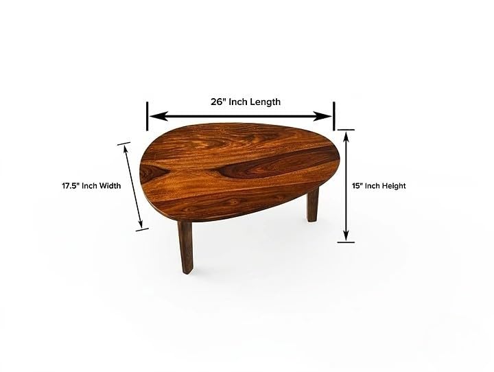 Image of Sheesham Wood Coffee Table Set for Living Room | Nesting Center Table Set of 2 with Oval Top and Tapered Legs | Modern Wooden Tea Table with Space Saving Design | Mid Century Style Furniture | Brown