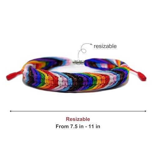 LAMIBEE Bisexual Pansexuality LGBT Proud Love Tibetan Wrist Wrap Bracelet | Amulet and Boho Rope Bracelet Bangles for Women Men Thread for Him and Her 6