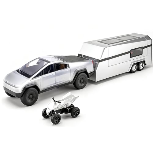 Cyber Style Truck With Trailer and Motorcycle image