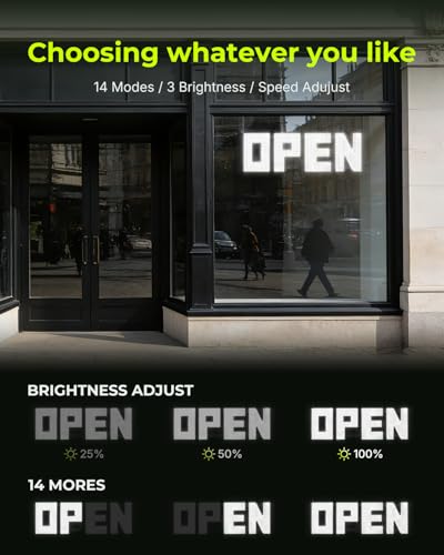 Image of 43 inchx14 inch Large LED Open Sign, Super Bright Open Signs for Business, Dimmable Big Open Sign for Storefront Window Bar Salon Cafes Retail Shops
