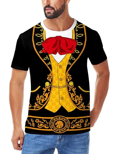 Halloween for Men 3D Print Graphics Mariachi Costume Festival Crewneck Short Sleeve Mexican Shirts M