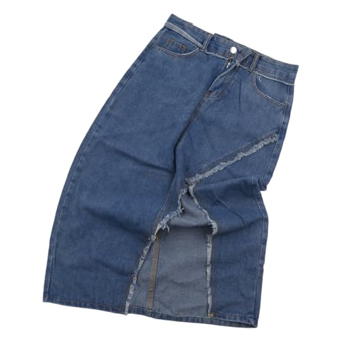Women's Casual High Waist Denims Skirt Split Raws Trim Jean Skirts Irregular A Line Skirt