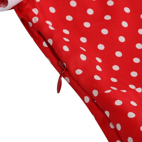 Vintage Girls Polka Dot Swing Dress Retro 1950s Style Short Sleeve Button Front Flared Dress4