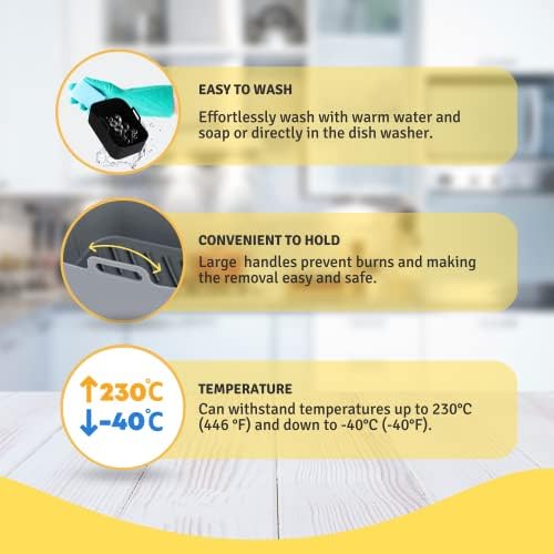 2PCS Reusable Silicone Air Fryer Liners with Air Circulation for Ninja Dual AF300UK/AF400UK, Air Fryer Accessories, Air Fryer Basket, Silicone Baking Tray, Microwave and Oven, BPA Free (Grey)