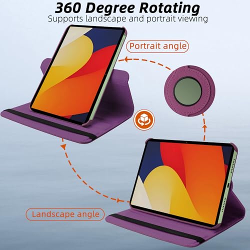 Image of TGK 360 Degree Rotating Flip Cover Case for Moto Pad 60 Pro 12.7 inch 2025 Release Tablet (Purple)