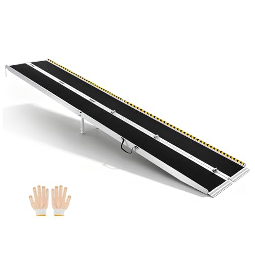 VEVOR 12FT Portable Wheelchair Ramp Smooth Door Access No Blocking Design 800 LBS Heavy Duty Non-Slip Threshold Ramp for Home Steps Stairs Doorways Scooter Curbs