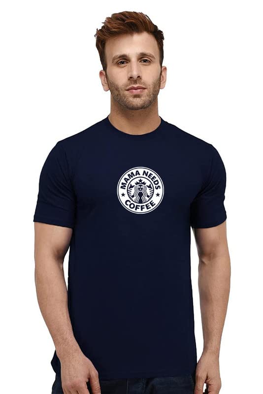 Fit-in Trends Men's Round Neck Relaxed Fit Tshirt.Mama Needs Coffee