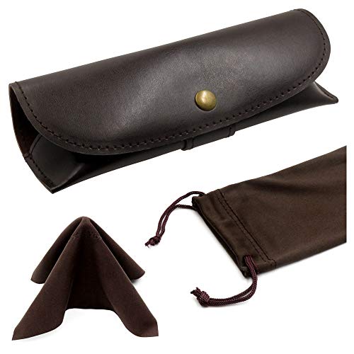 Image of MyEyeglassCase Men Small Glasses case - Eyeglasses Hard Shell Holder Pouch & Cloth-Reading Slim & Narrow Case Heavy Duty