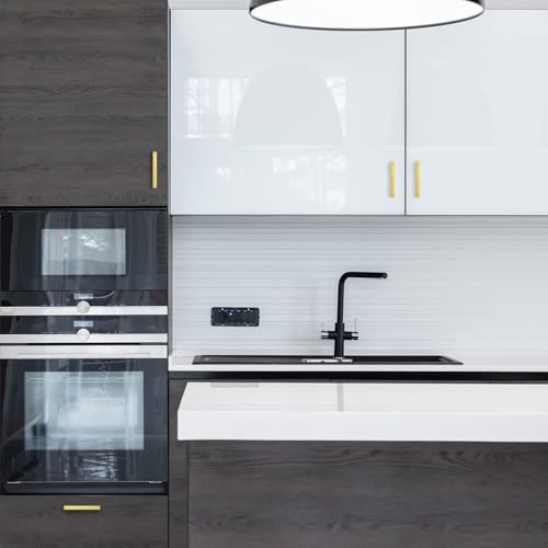 Image of Ravinte 30 Pack 6 Inch Square Cabinet Pulls Brushed Brass Stainless Steel Kitchen Drawer Pulls Cabinet Handles 6 inchLength,3.75 inch Hole Center