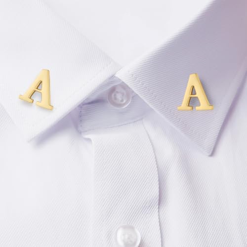 Image of HONEY BEAR Mens Womens Initial Alphabet Letter Lapel Pins Collar Badge Brooches for Business Wedding Graduation Gift Matte Gold 0.59 inches