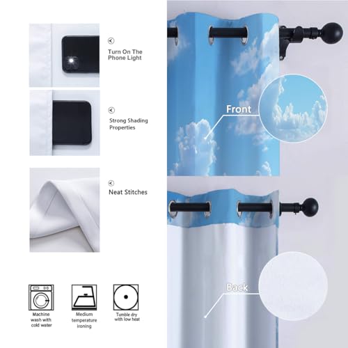 Rideaux occultants vagues marines déco plage polyester 160x183cm - 7