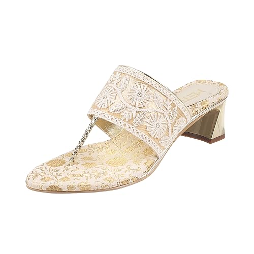 Image of Metro Women Ethnicwear Embroidered Block Heel Sandal