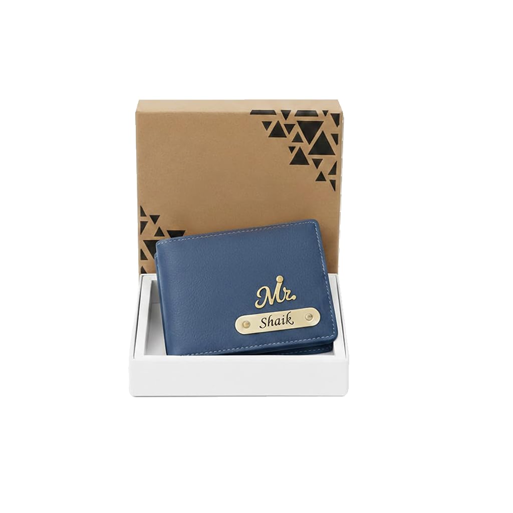 Personalized Leather Wallet for Men – Custom Name & Charm Wallet Gift for Boys & Men (Blue)-image-5