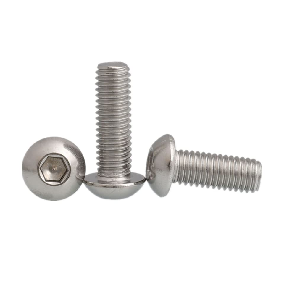Image of Rely⇒VP INDUSTRIES (Pcs-25) M6X16 mm Button Head Cap Screw Stainless Steel Grade 304 | Allen Round Mushroom Head Screw with Allen Key 1 Pc