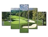 Greenbrier Old White Golf Course Photos Poster Prints Golf Course Field Canvas 5 Panels West Virginia United States Wall Art for Living Room Office Wall Decor Artwork Framed Ready to Hang - 60"Wx40"H