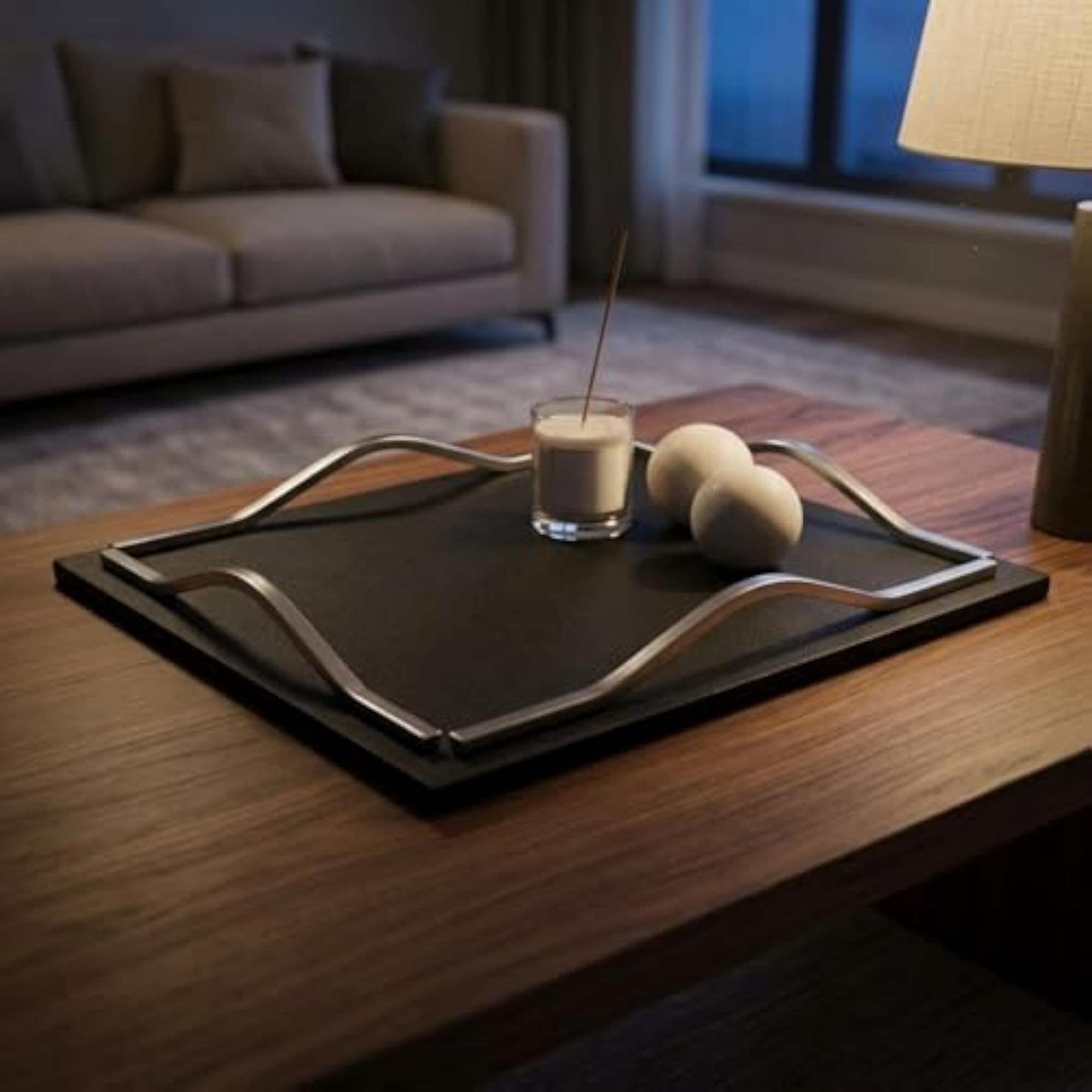 CLOVRIX® Metal Leather Dual Material Geometric Tray