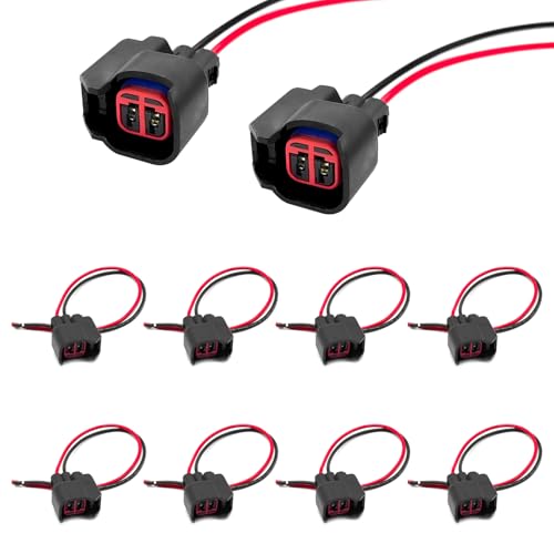 KUQUTIDY 8 PCS Fuel Injector Connector Pigtail, Engine Fuel Injector Wiring Harness Plug Replacement for Dodge, Ford, Jeep, Chevrolet, Replace OEM# 5013995AA,5161919AA