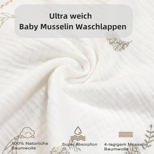 Gants de toilette en mousseline bébé coton lavable serviette bain