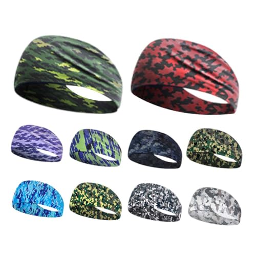 10 Pieces Kids Sports Sweatbands for Boys Girls Athletic Headband Milk Silk Elastic Wicking Hairband for Basketball Soccer Baseball