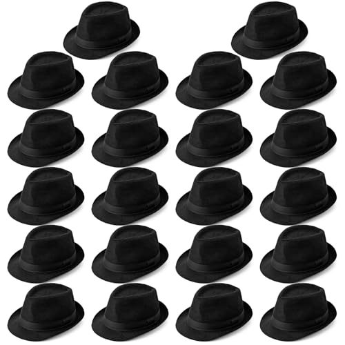 Image of JaGely 22 Pcs Straw Fedora Hats for Men Women Short Brim Panama Hats Bulk