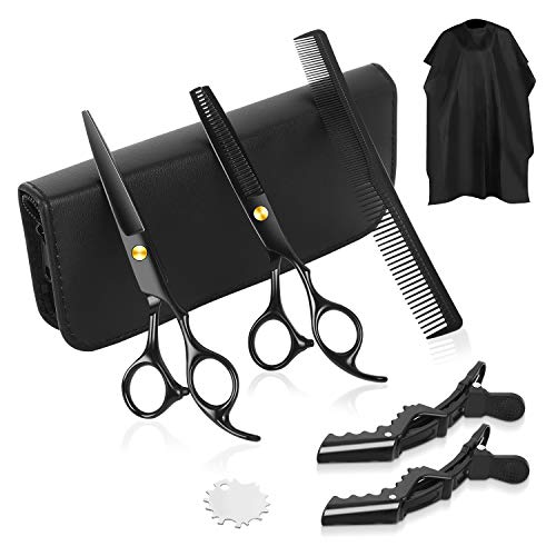 Peradix Kappersschaar 9-in-1 set, professionele haarsnijschaar met dunner wordende schaar, kam, sjaal, haarspeldjes voor kappers, salon of thuisgebruik, 4Cr roestvrij staal materiaal
