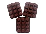 Silikon Pralinenformen 3 er Set, 12 x 14 cm bestehend aus 3 Formen mit 12 Minimuffins von - 60° C bis + 280° C temperaturbeständig