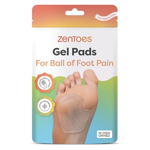 ZenToes Metatarsal Pads Women, Ball of Foot Cushions, Heel Inserts for Women, Shoe Inserts for Morton's Neuroma and Sesamoiditis Support, Metatarsalgia Foot Pads, 2 Pairs
