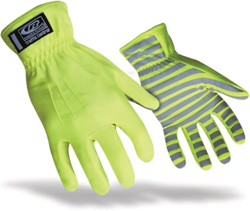 Ansell Ringers Gloves TrafficR-307 Reflective Gloves for Traffic Control, High Visibility, Green, Medium (307-09)
