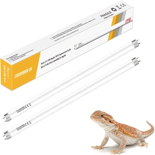 Image of COOSPIDER UV 2-Pack UVB UVA Reptile Light 10.0 Bulb, 15W 18inch T8 Fluorescent Desert Lamp, UVA for Bearded Dragon Tortoise Reptile & Amphibian (T8 15W 18inch 10.0 Bulb G13)