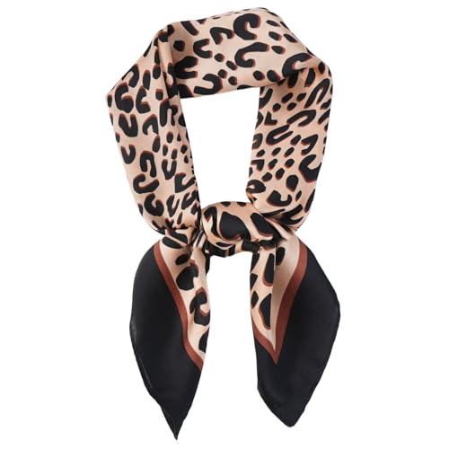 DAMILY Foulard carré pour femme à motif léopard Square Écharpe Carrée Coton et Chanvre pour Femmes leopard Bandana Petits Écharpe pour Décoratif 70 x...