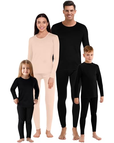 Jadive Set de Ropa Interior Térmica Larga Invierno Forro Polar para Familia Mujer Hombre Niño Niña(Mujer,L,Color Piel)