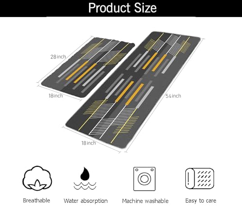 Image of ishro home Polyester Premium Rectangular Kitchen Mats For Floor Anti Slip | Machine-Washable |Waterproof| 2 Pcs Set| (18 X 55 + 18 X28 Inches) (Abstract)