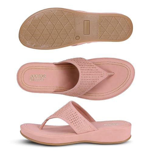 Image of DOCTOR EXTRA SOFT Women's Fashionable Stylish Orthopedic Memory Foam Thong Slippers /Flip Flops|Comfortable & Lightweight|Breathable & Anti-Slip| Casual Slip-on Sandals for Ladies /GirlsD-626