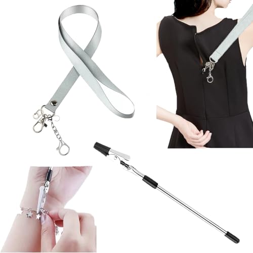 Bracelet Helper Tool Jewelry Bracelet Necklace Fastening Tools Zipper Helper Pull for Dresses with 3 Different Types Hook Easy to Put on Yourself