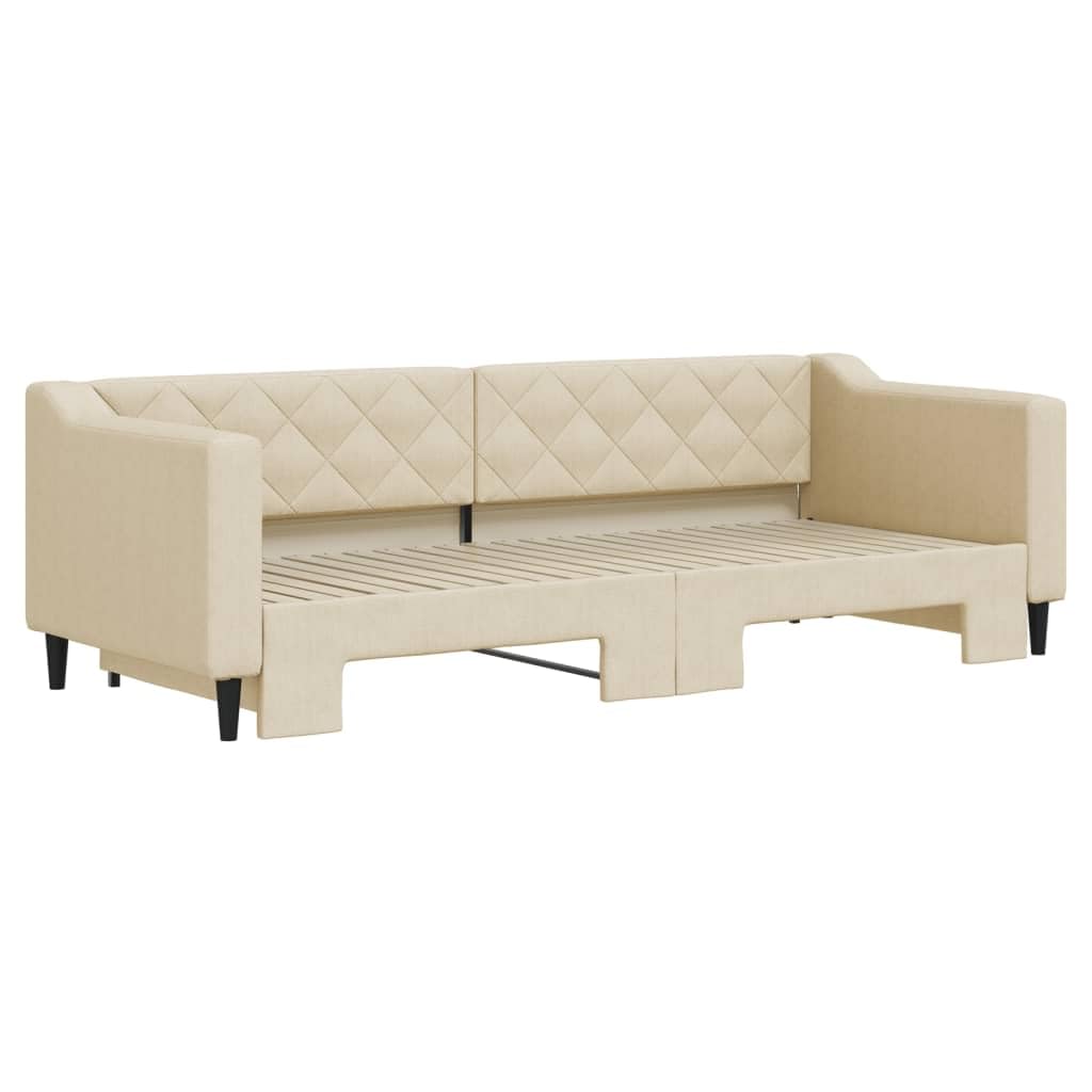 Rozkładana tkanina sofa z funkcją spania 2 w 1 do salonu sypialni Kremowy
