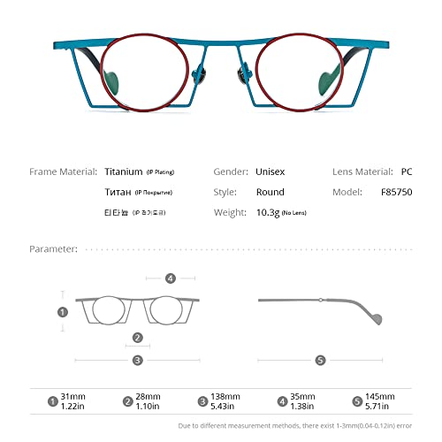 Image of FONEX Pure Titanium Glasses Frame Men Square Frame Round Lens Eyeglasses Women Eyewear F85750