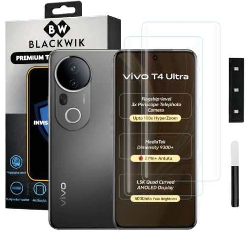 Image of Blackwik UV Curved Tempered Glass for Vivo T4 Ultra 5G | 2-Pack