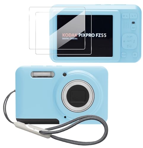 Image of Case for Kodak PIXPRO FZ55,FZ55 Accessories,Soft Silicone Protective Case,Comes with 2 Screen Protectors and 1 Wrist Strap - Light Blue